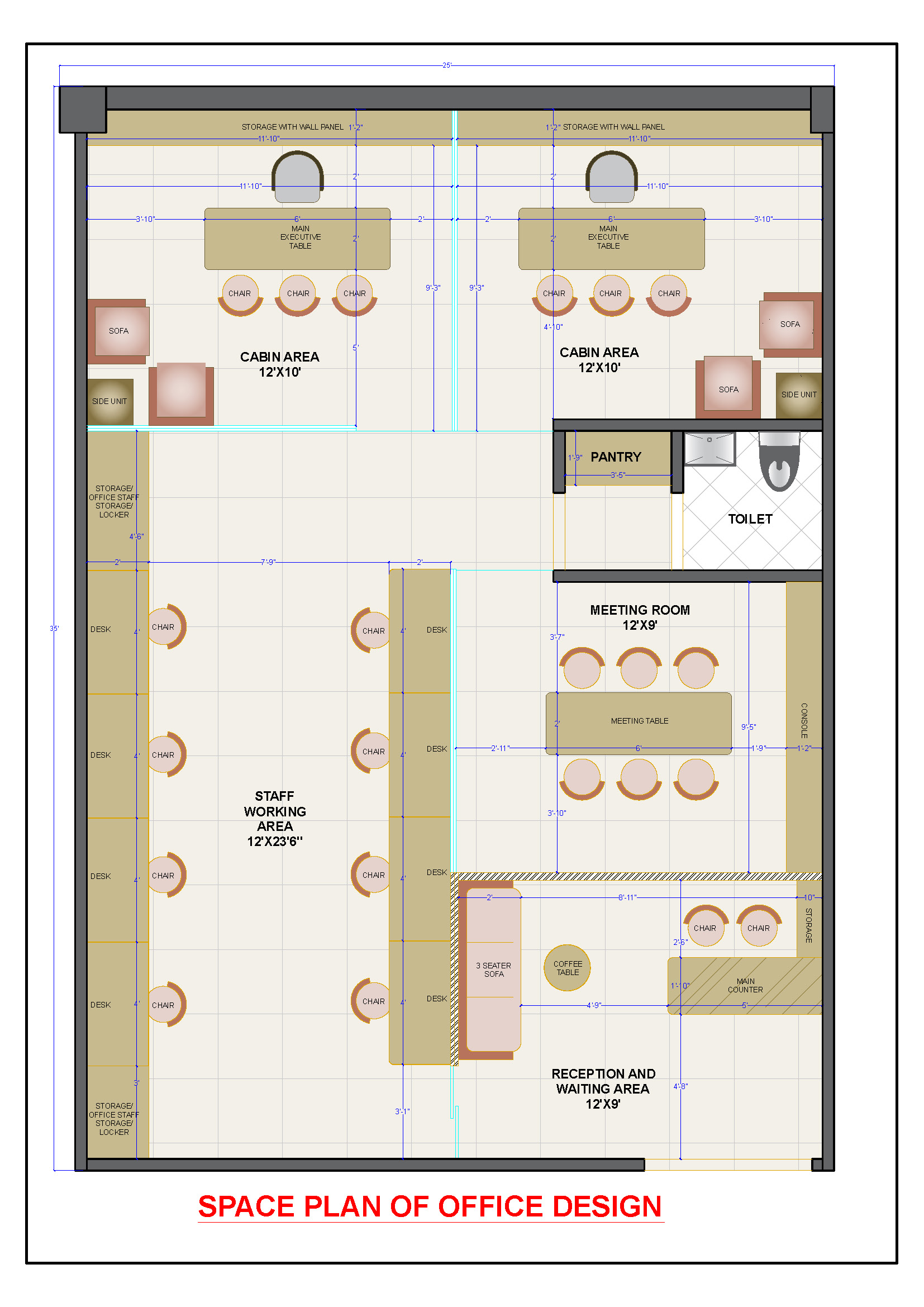 Well-Planned Office Layout AutoCAD DWG File